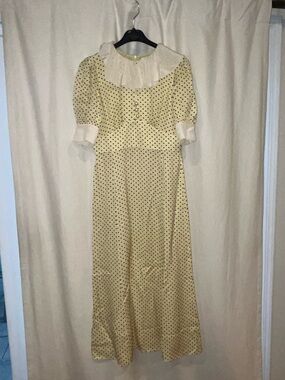 LK Bennett Yellow Polka Dot Maxi Dress with White Ruffle Collar